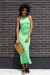Green Summer Knit Maxi Dress XS