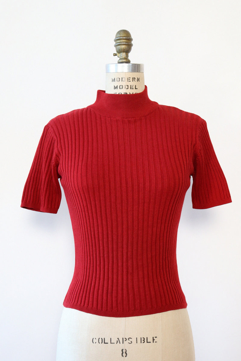 Ruby Red Ribbed Top S/M – OMNIA