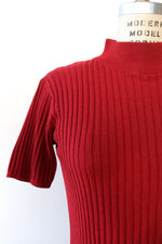 Ruby Red Ribbed Top S/M