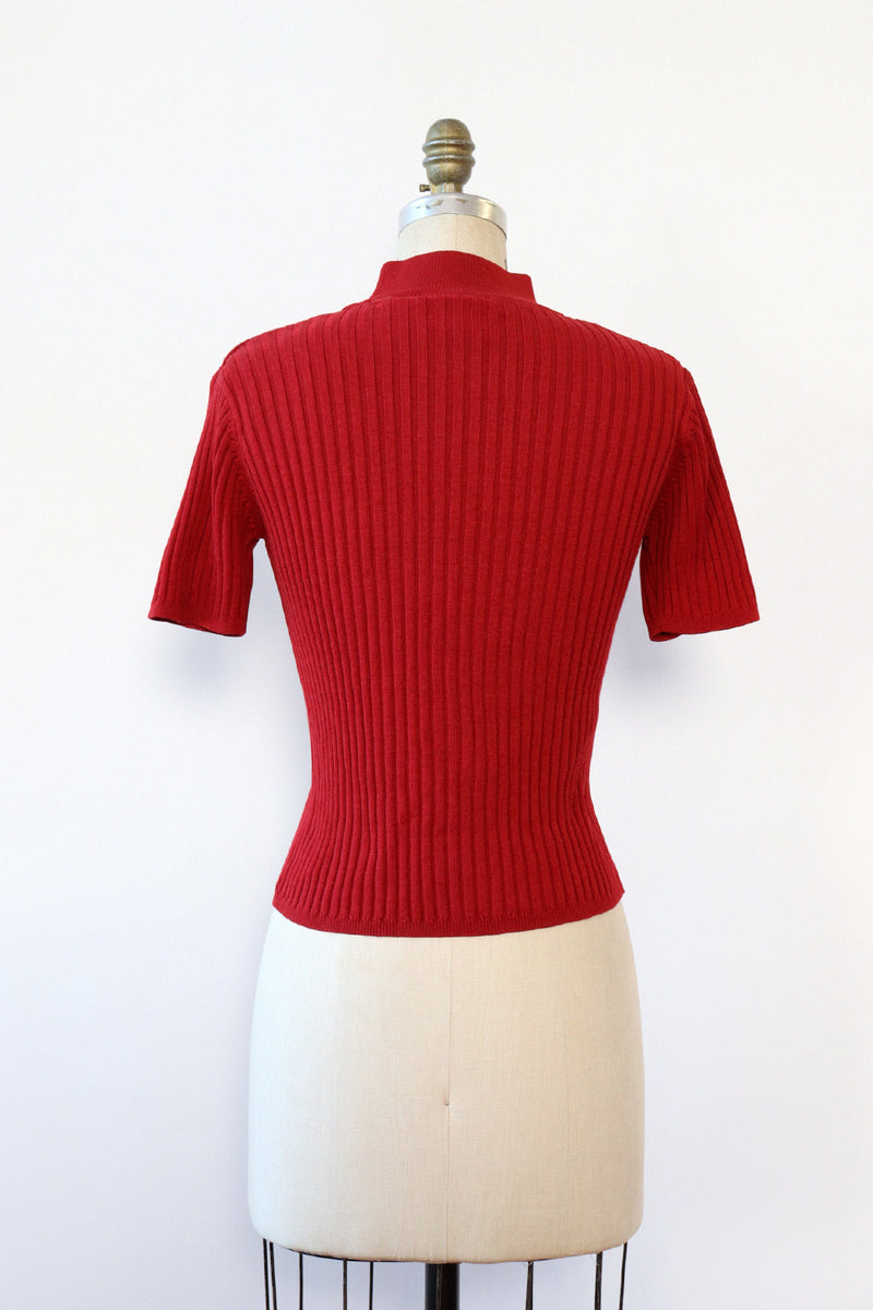 Ruby Red Ribbed Top S/M