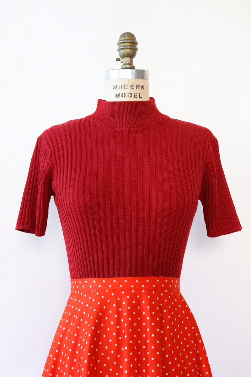 Ruby Red Ribbed Top S/M