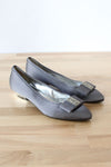 Gucci Pewter Satin Slippers 8 1/2