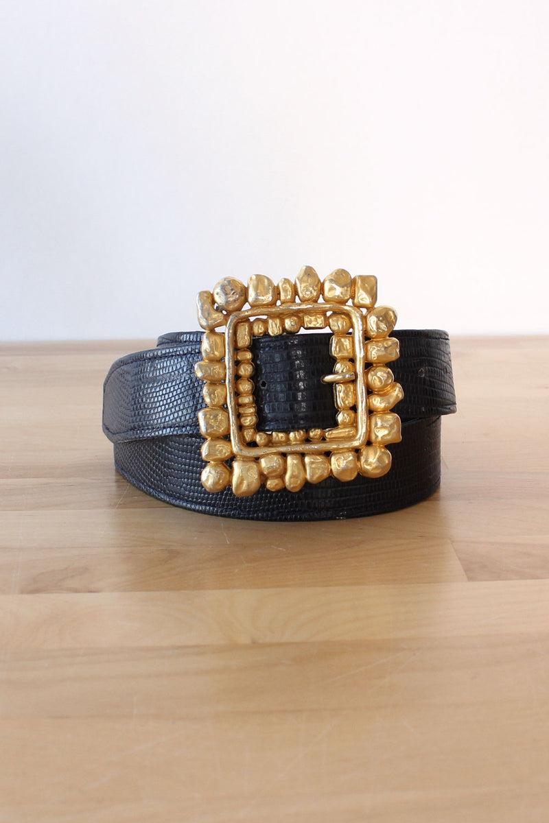 Carlisle Pebble Statement Buckle Belt