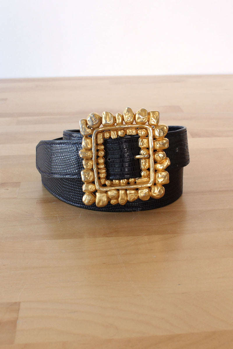 Carlisle Pebble Statement Buckle Belt