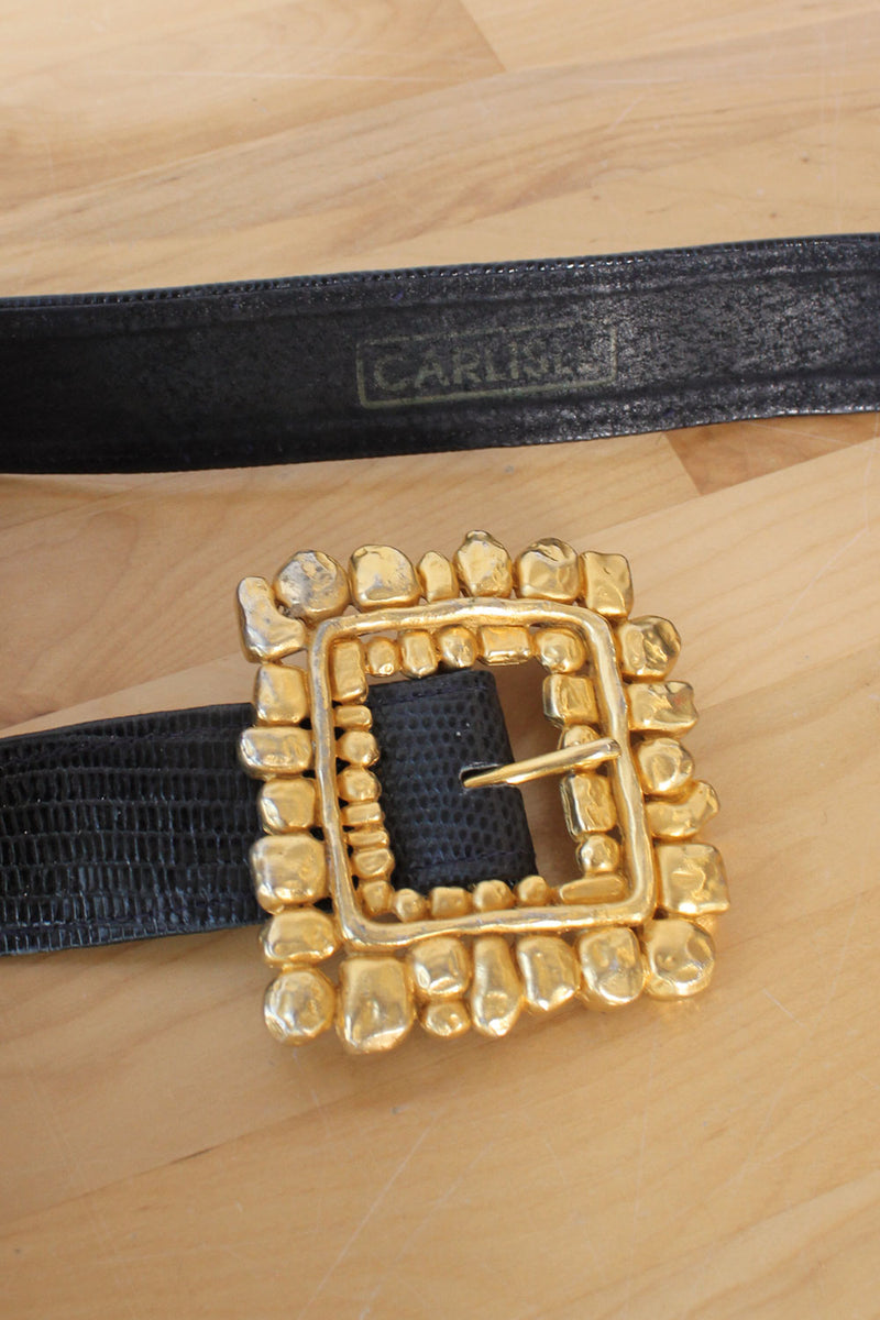 Carlisle Pebble Statement Buckle Belt