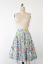 French Cafe Scene Full Cotton Skirt M