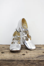 Silver Lace Up Heels 8.5