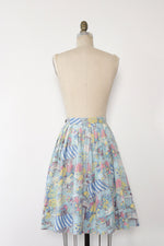French Cafe Scene Full Cotton Skirt M