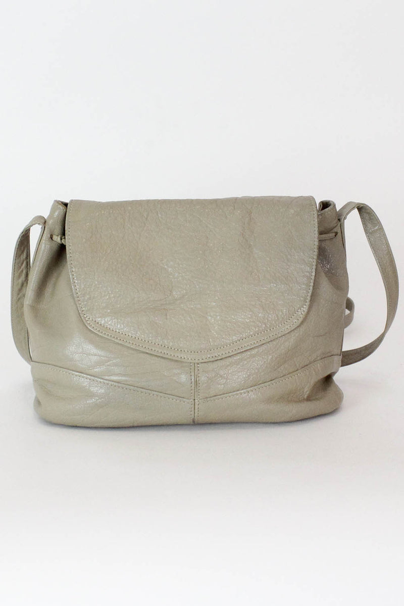 Carlos Falchi Pebbly Leather Taupe Cinch Purse