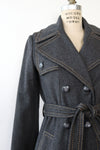 Charcoal Topstitch 70s Coat XS/S
