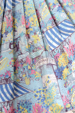 French Cafe Scene Full Cotton Skirt M