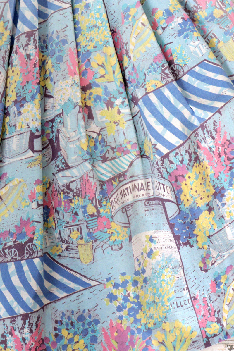 French Cafe Scene Full Cotton Skirt M