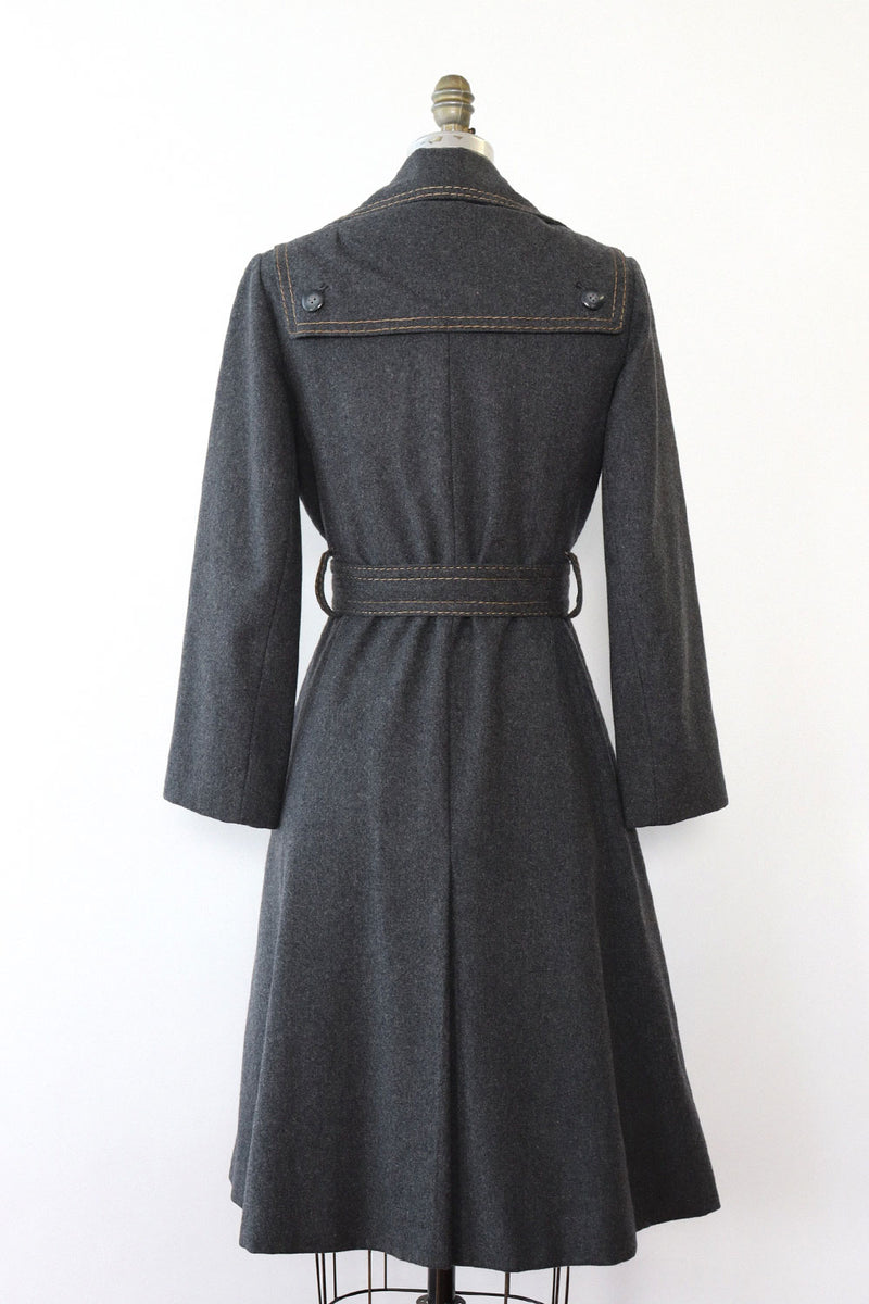 Charcoal Topstitch 70s Coat XS/S