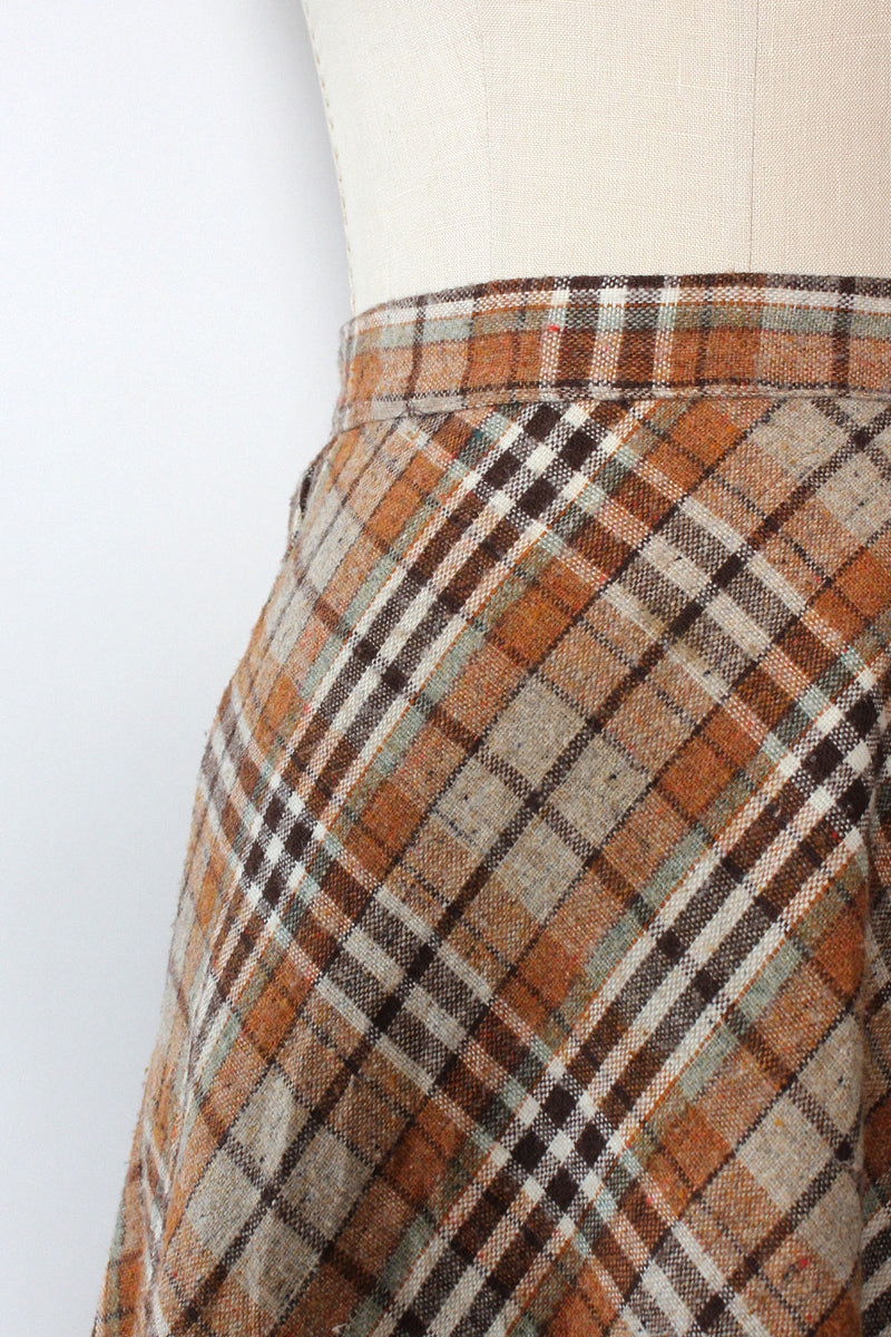 Cafe Plaid Flare Skirt M