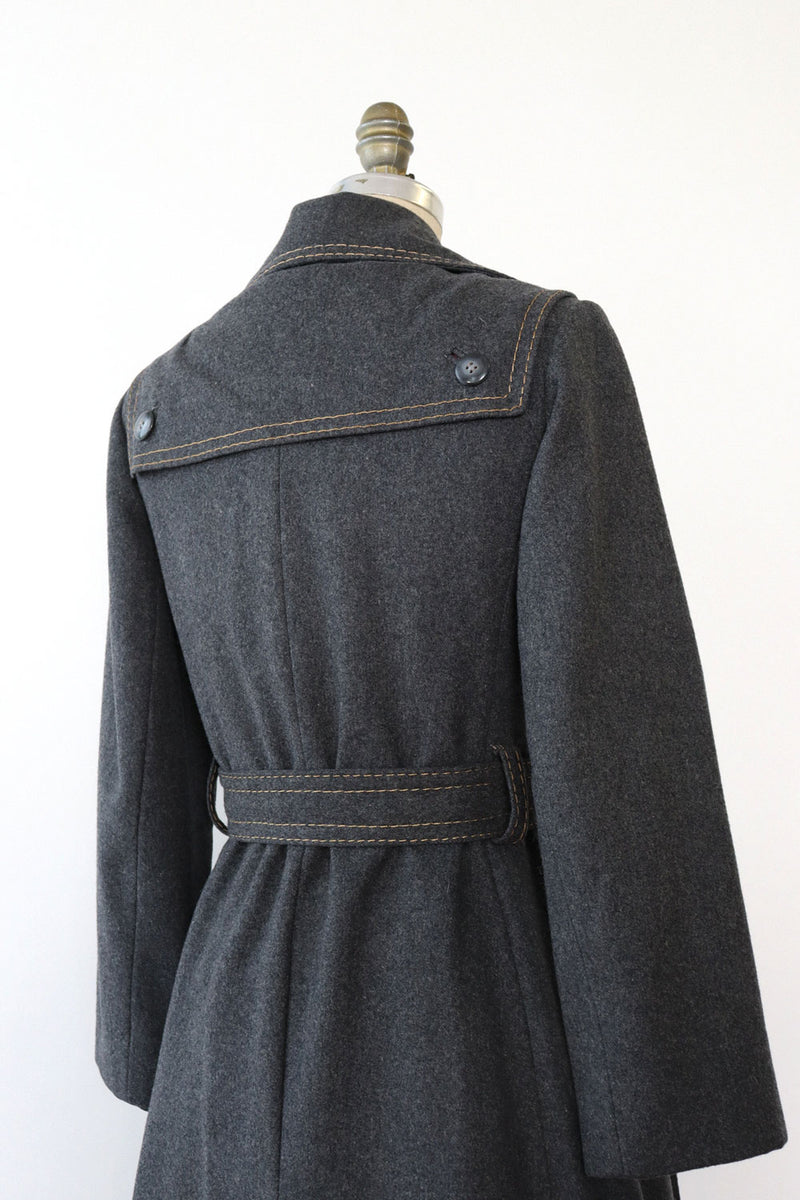 Charcoal Topstitch 70s Coat XS/S