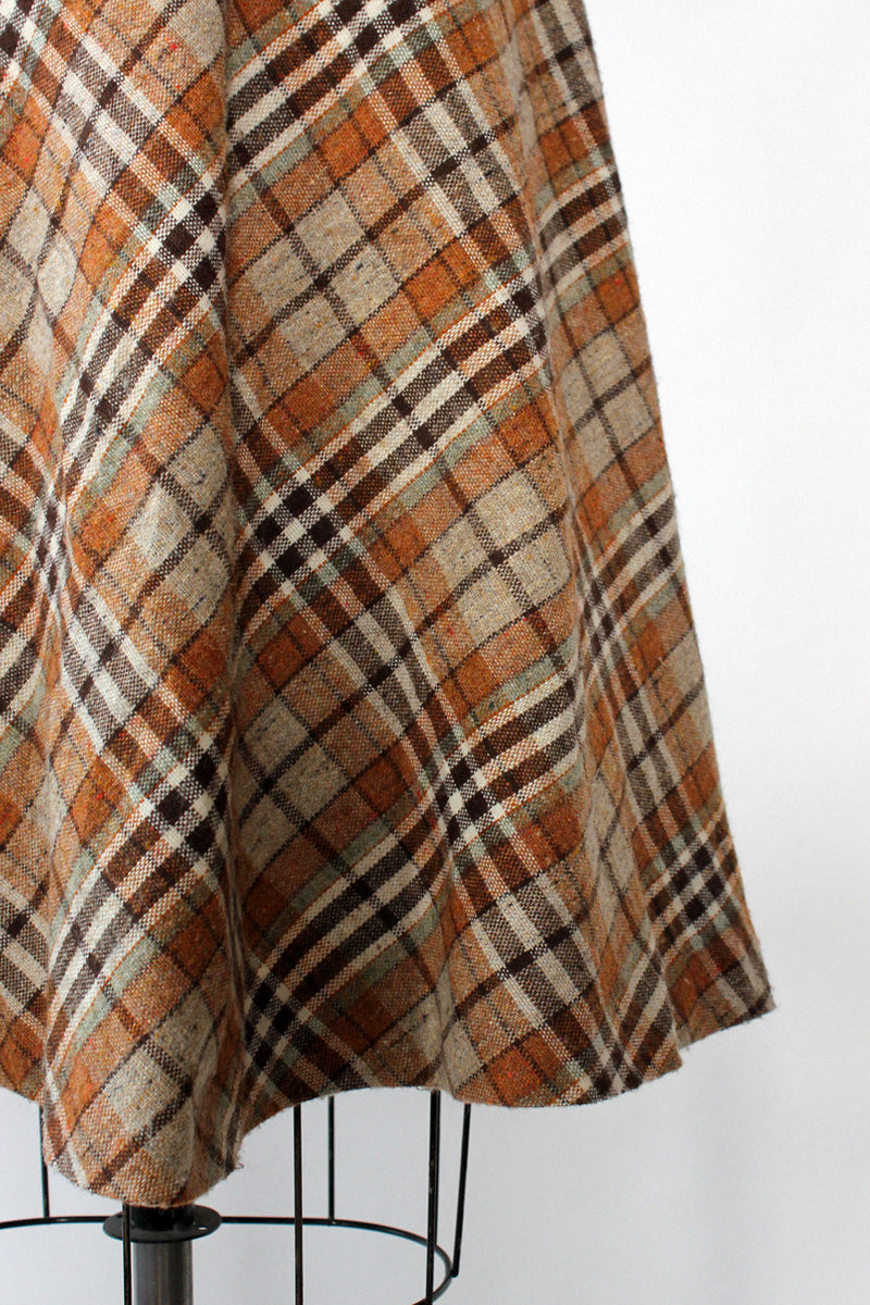 Cafe Plaid Flare Skirt M