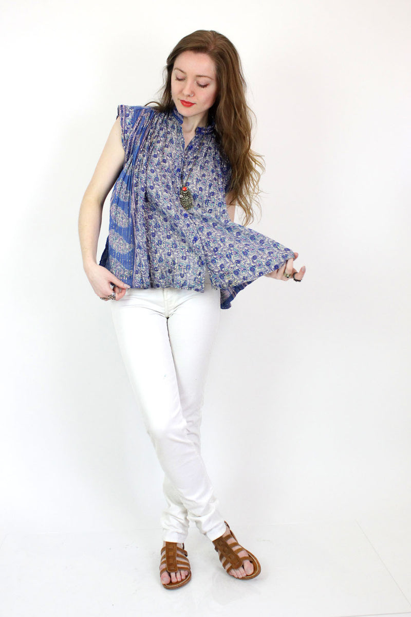 Swinging Metallic Gauze Indian Blouse