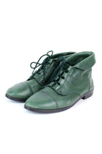 Green Leather Lace-up Boots 8