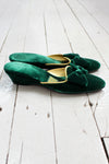 Green Velvet Bow Slippers 6
