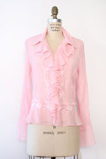 Blush Pink Crinkle Buttondown L
