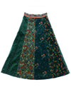 emerald velvet floral skirt XS