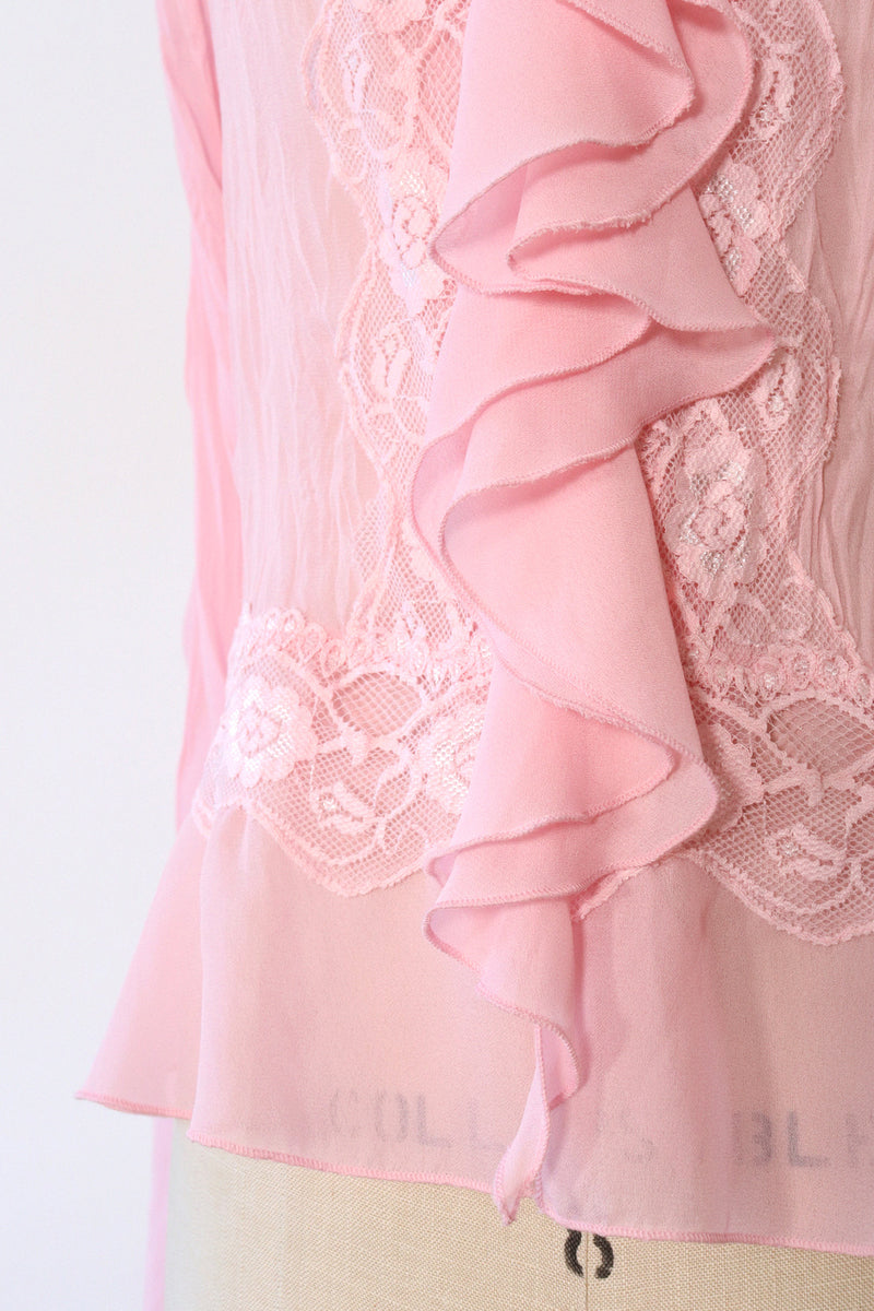 Blush Pink Crinkle Buttondown L