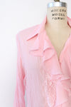 Blush Pink Crinkle Buttondown L