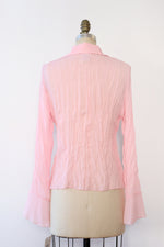 Blush Pink Crinkle Buttondown L