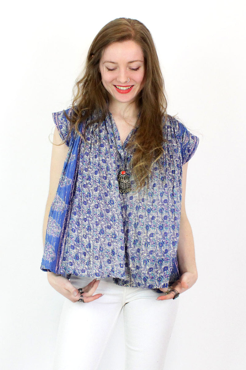 Swinging Metallic Gauze Indian Blouse