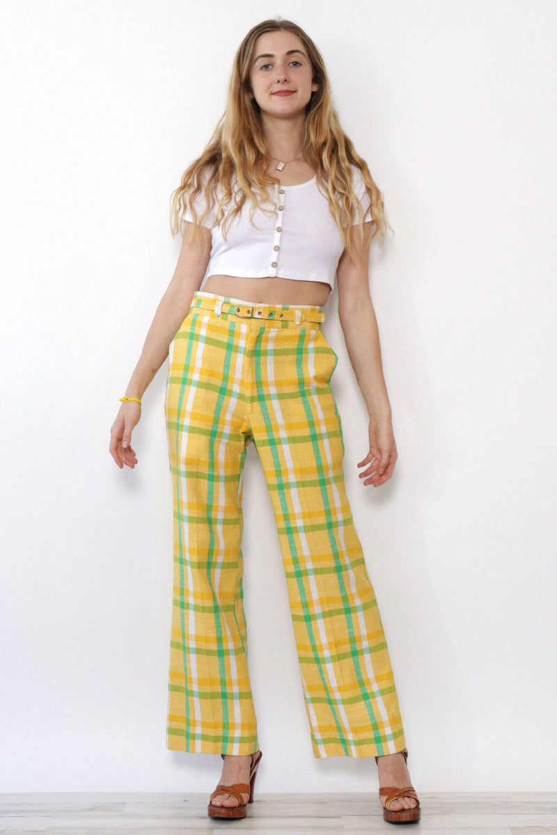 Lemon Lime Plaid Slacks M/L