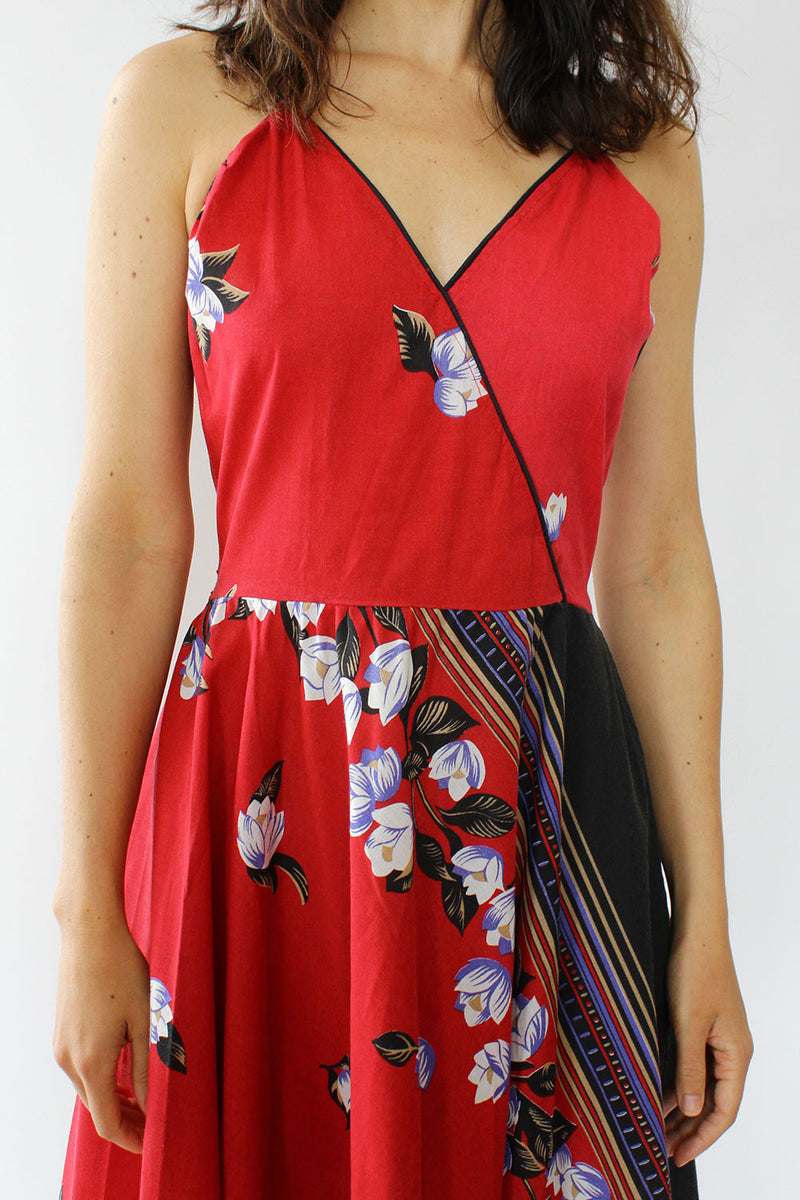 Deux Red Tropical Dress M