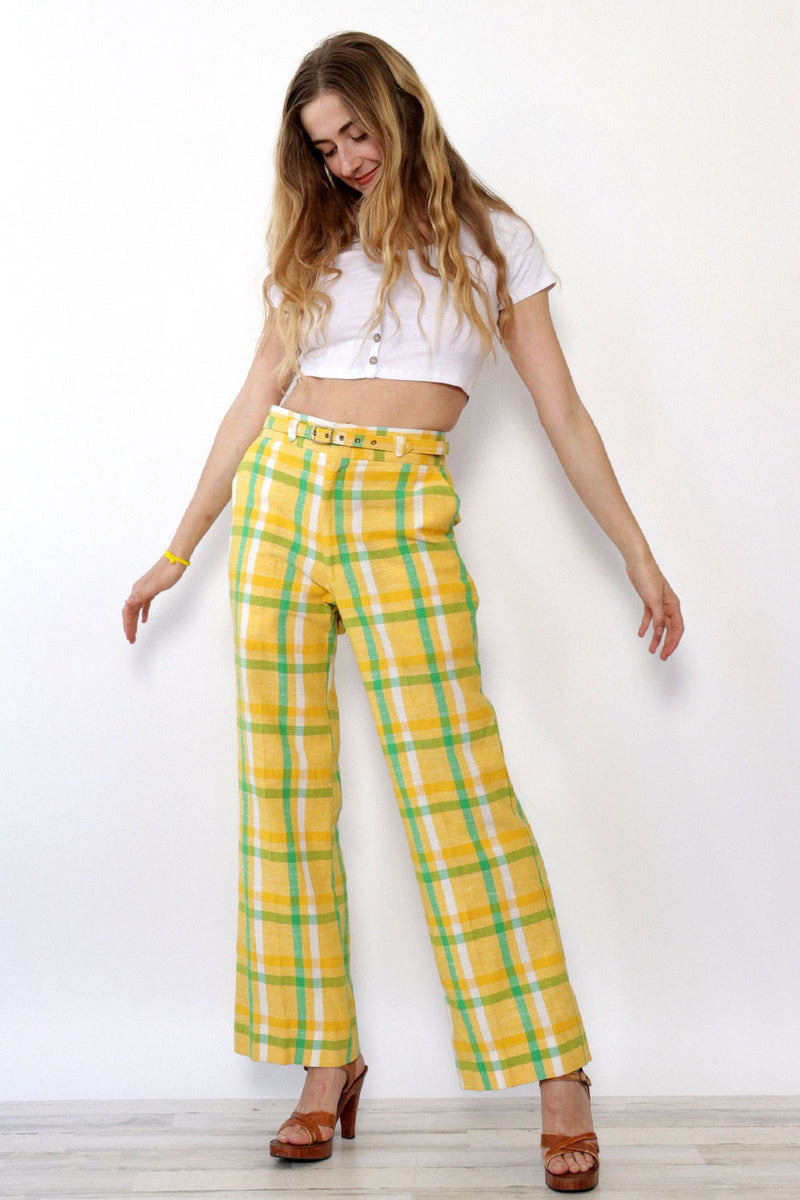 Lemon Lime Plaid Slacks M/L