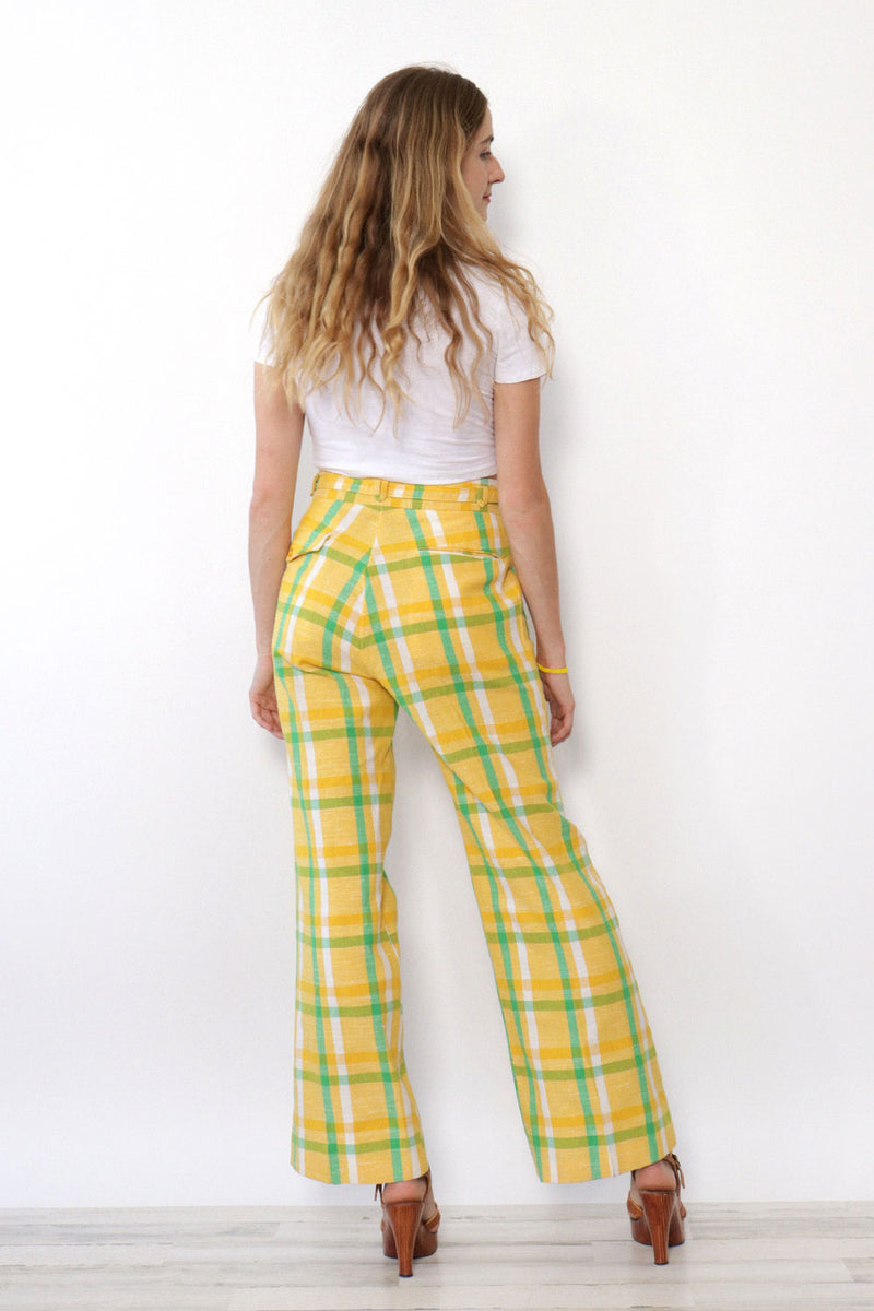 Lemon Lime Plaid Slacks M/L
