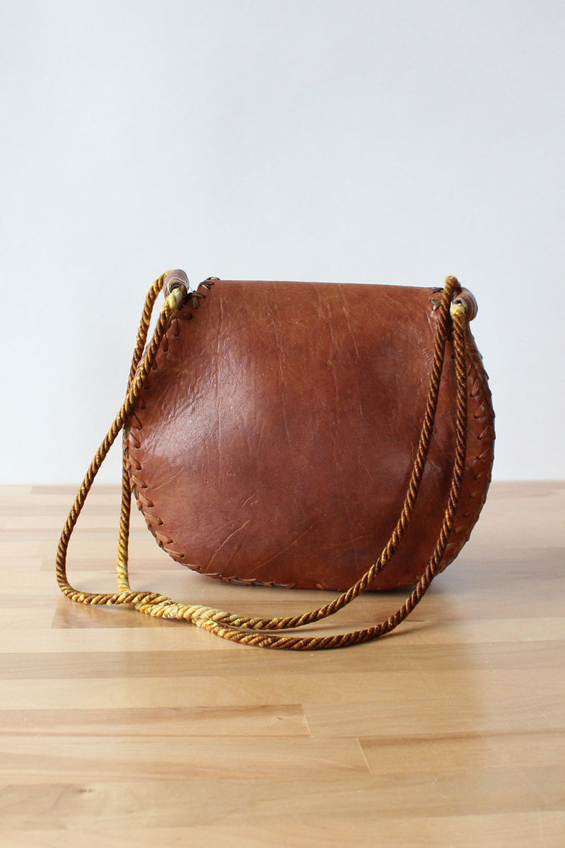 Char Painted Leather Saddle Bag