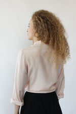 Pale Pink Embroidered Silk Blouse M