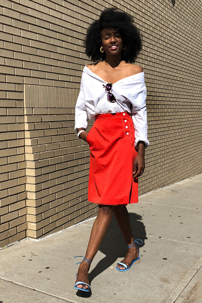 Apple Red Snap Skirt S
