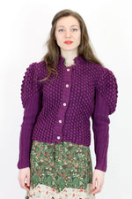 SALE... puffed knit grape cardigan M