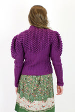 SALE... puffed knit grape cardigan M
