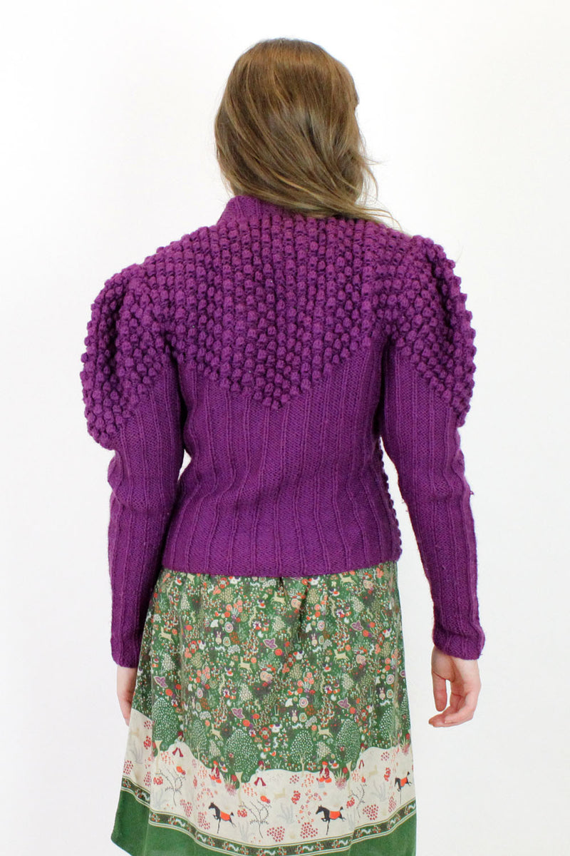 SALE... puffed knit grape cardigan M