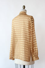 Sheer Gold Grid Blouse M/L