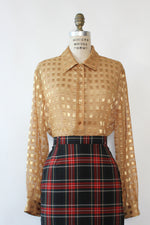 Sheer Gold Grid Blouse M/L
