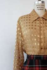 Sheer Gold Grid Blouse M/L