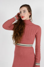 Rose Knit Turtleneck Dress S