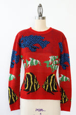 Betsey Johnson Tropical Fish Intarsia Sweater S-L
