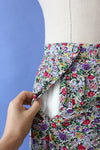 Sketchy Floral Rayon Skirt L