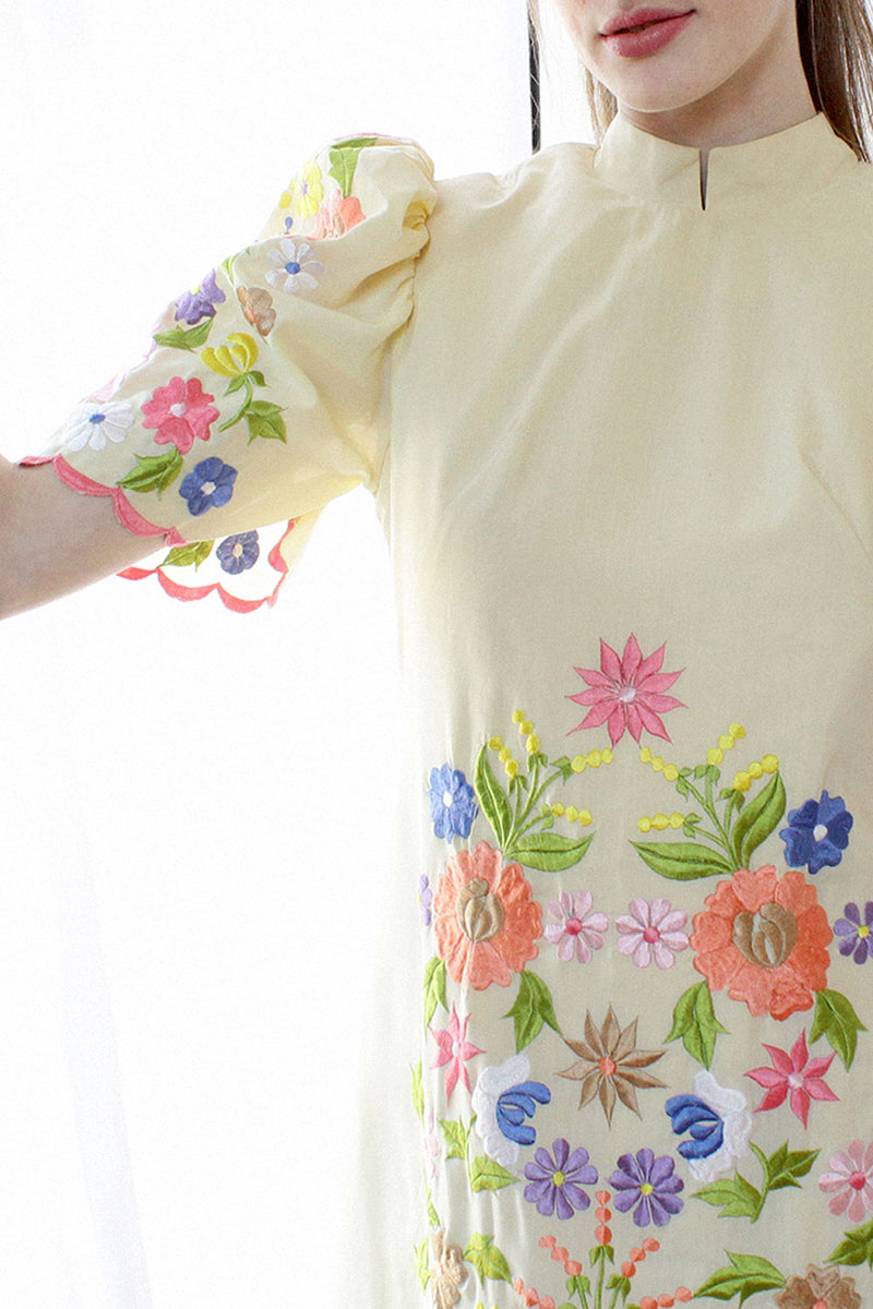 Puff Sleeve Embroidered Maxi S/M