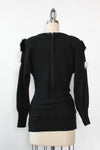 Rabbit Fur & Pearl Trim Sweater S/M