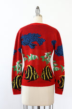 Betsey Johnson Tropical Fish Intarsia Sweater S-L