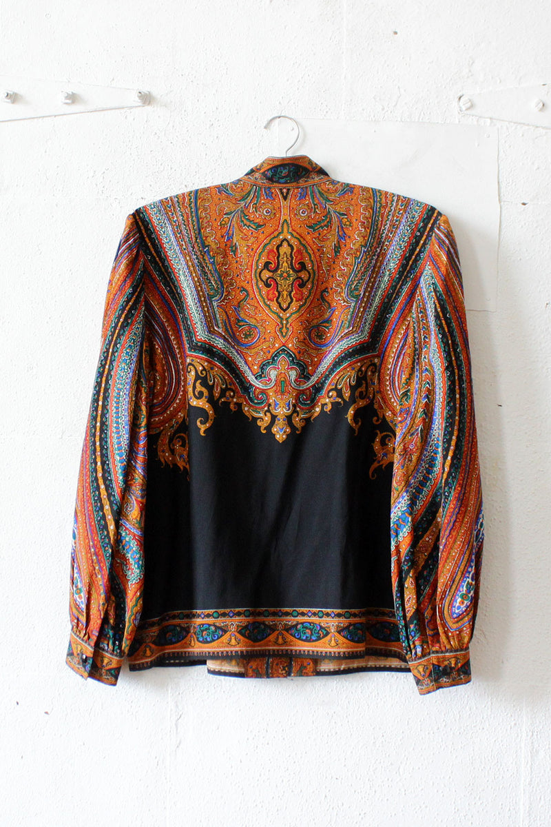 Scarf Print Silk Blouse M/L
