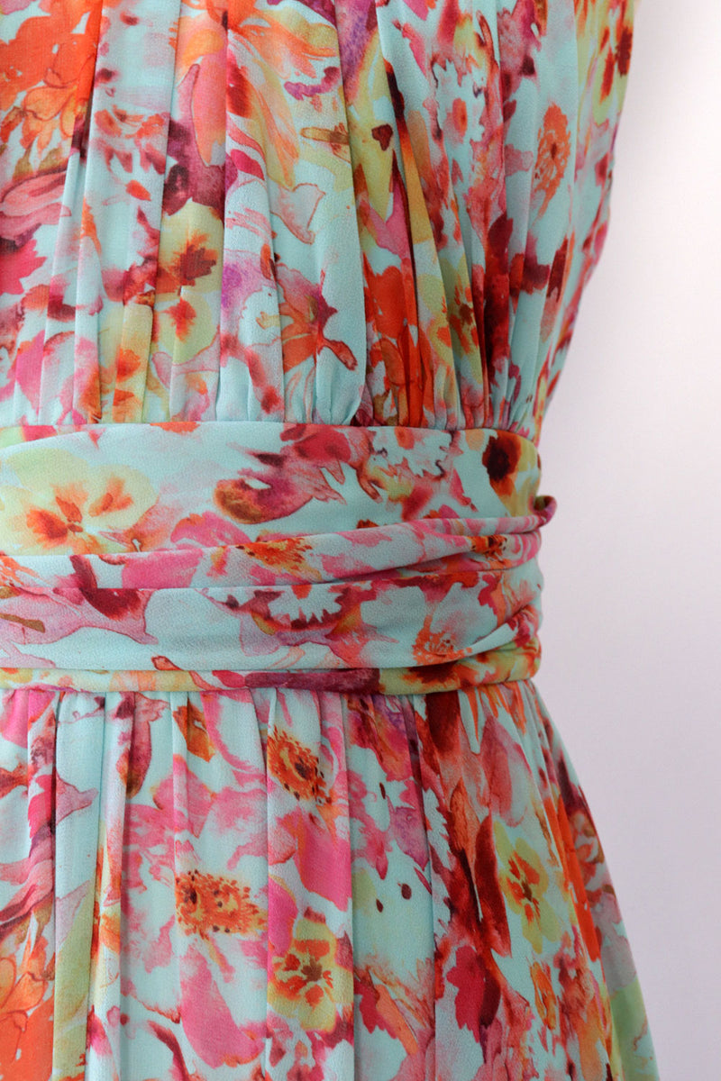badgley mischka floral maxi dress Badgley Mischka Lace Applique Maxi Shirt Dress Floral Pink Size 4 *FLAW*